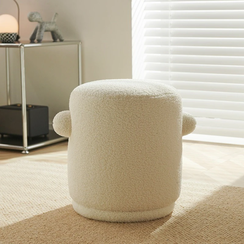 Dressing stool lamb wool low stool living room sofa small footstool cloakroom balcony