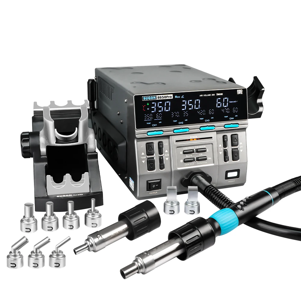 SUGON 8650pro 1300W Heißluft-Reworkstation mit 3 Modi, Digitalanzeige, Intelligente BGA-Reworkstation für BGA-PCB-Chip-Reparaturwerkzeug