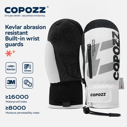 COPOZZ Winter Ski Gloves Kevlar Wear Resistant Material Snowboard Men Women Thermal Snow Glove Mittens with Built-in Wrist Guard