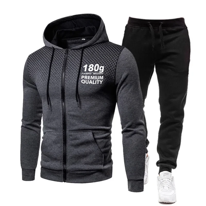 

Men's Jacket Set Black Red White Blue Gray Full Zip Hoodie 180g Premium Quality Print Gym Workout Fitness Outdoor Sport Wear