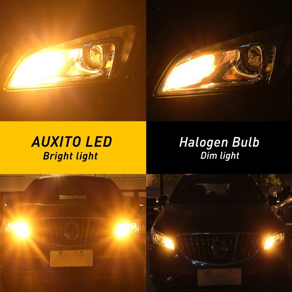 2Pcs AUXITO 7440 W21W WY21W T20 Amber LED Canbus Turn Signal Light 7440NA T20 LED Bulb Indicator Lamp Error Free No Hyper Flash