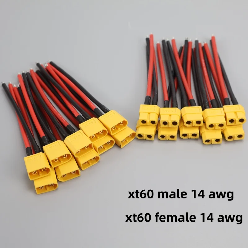 Dual Extension Male Female Connector Plug with Silicon 14AWG Wire XT60 Cable for RC Model Accessories Battery