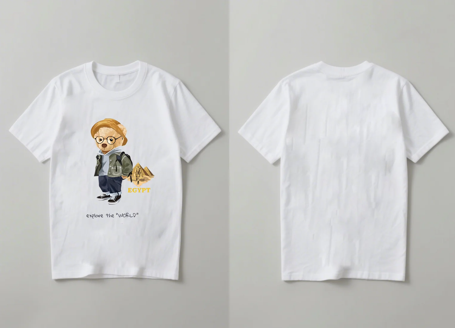 مصر استكشاف العالم قميص مطبوع 2025 جديد الأبيض القطن المحملة السفر موضوع الشارع الشهير للجنسين عادية كم قصير أفضل الرجال النساء #2