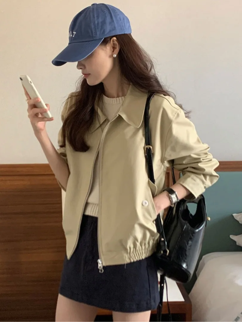 

Faionable ort Workwear Jaet Women's Korean Sle Baseball Collar Coat Autumn Winter Casual Outerwear Street Sle