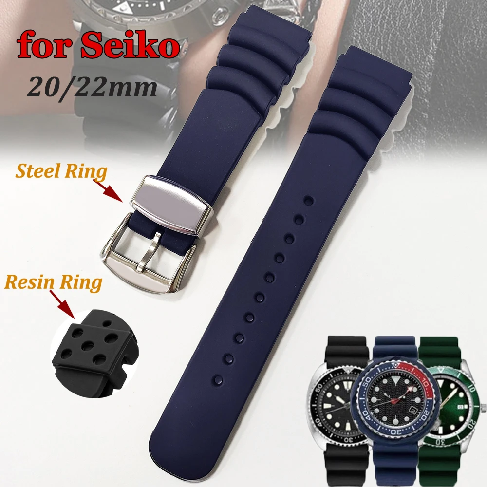 20mm 22mm Watchband Sport Bracelet for Seiko 5 skx007 skx013 Abalone Canned Prospex Resin Replacement Silicone Wristband