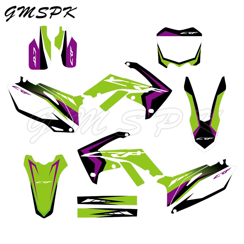 フルセットパーソナライズされたフェアリンググラフィック背景デカールステッカー ホンダ CRF250R CRF250 2010-2013 CRF450R CRF450 2009-2012 に適合