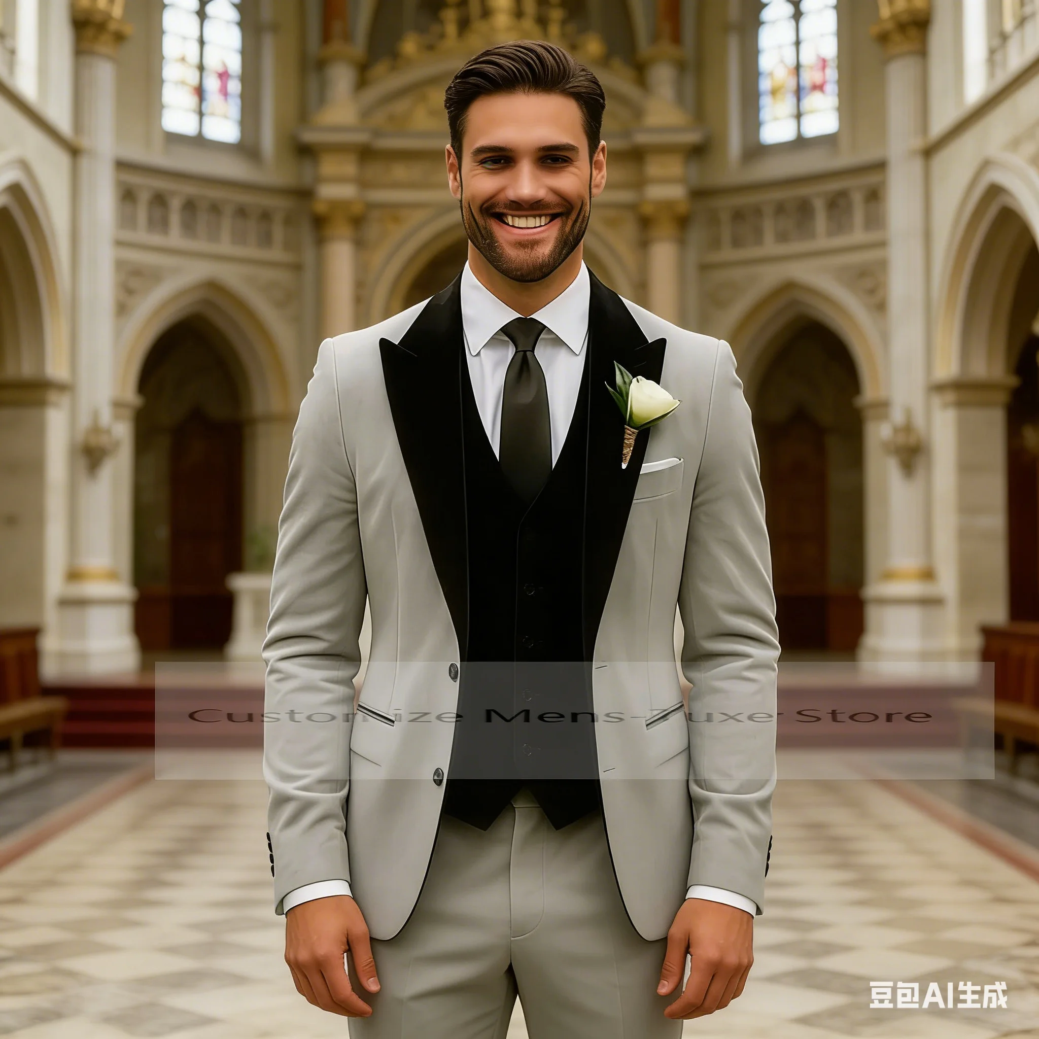 

Новый мужской костюм из бархата серого и черного цвета для официальных мероприятий, деловых встреч, свадеб, вечеринок, выпускных, смокинг для жениха и шафера, комплект из 3 предметов: пиджак, жилет, брюки