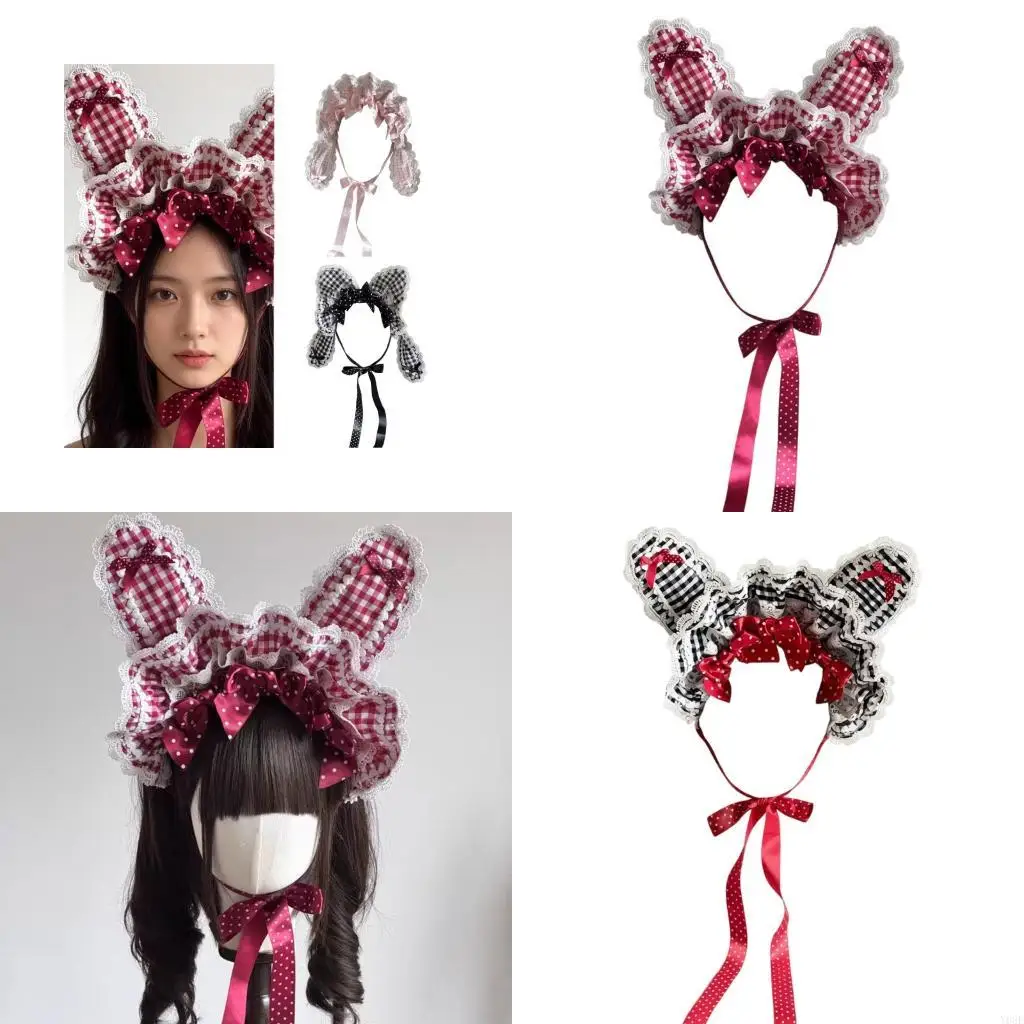 giocosita-cappello-con-orecchie-da-coniglio-con-lacci-sicuri-fasce-per-orecchie-coniglio-a-quadretti-adorabili-per-e