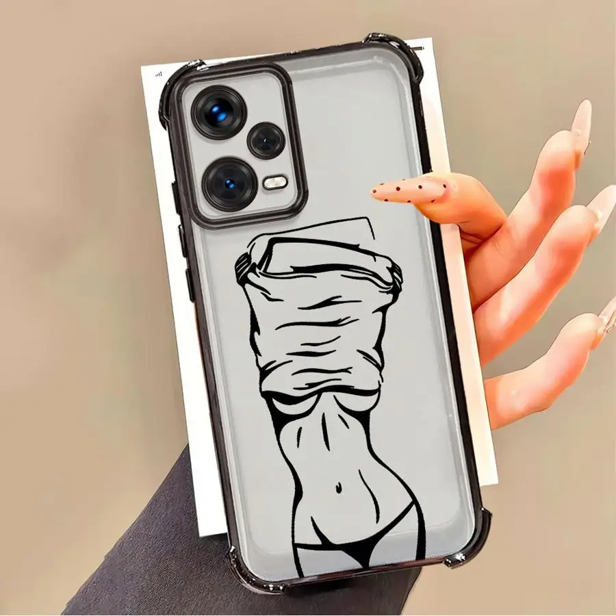 حافظة لهاتف Xiaomi Redmi Note 9S 14 Pro Plus 11 12 13 10 Pro 10 Lite 11s 10s مثيرة تجريد امرأة