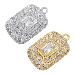 ZHUKOU rectangle charms for jewelry making cz stones pendants for women handmade necklaces Jewelry materials wholesale VD1279