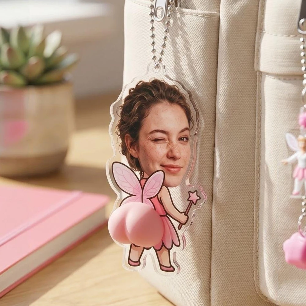 Custom Photo Acrylic Keychain,Personalized Squishy Butt Charm,Cute Quirky Novelty,Funny Birthday Gift,Magical Party Favor view 3