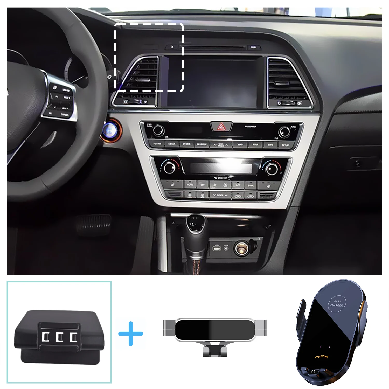 Para Hyundai Sonata LF 2015 2016-2019 soporte de teléfono para coche soporte de carga inalámbrica Base soporte de gravedad soporte de teléfono accesorios de coche
