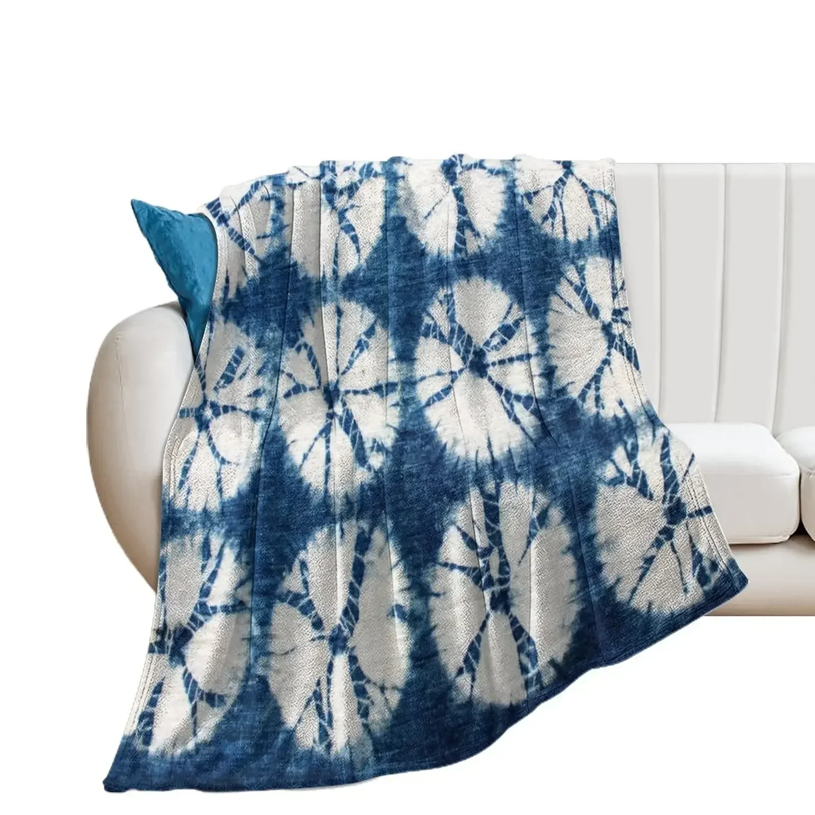 Shibori Circles, Indigo, Tie Dye Throw Blanket For Sofa Thin Plaid Blankets