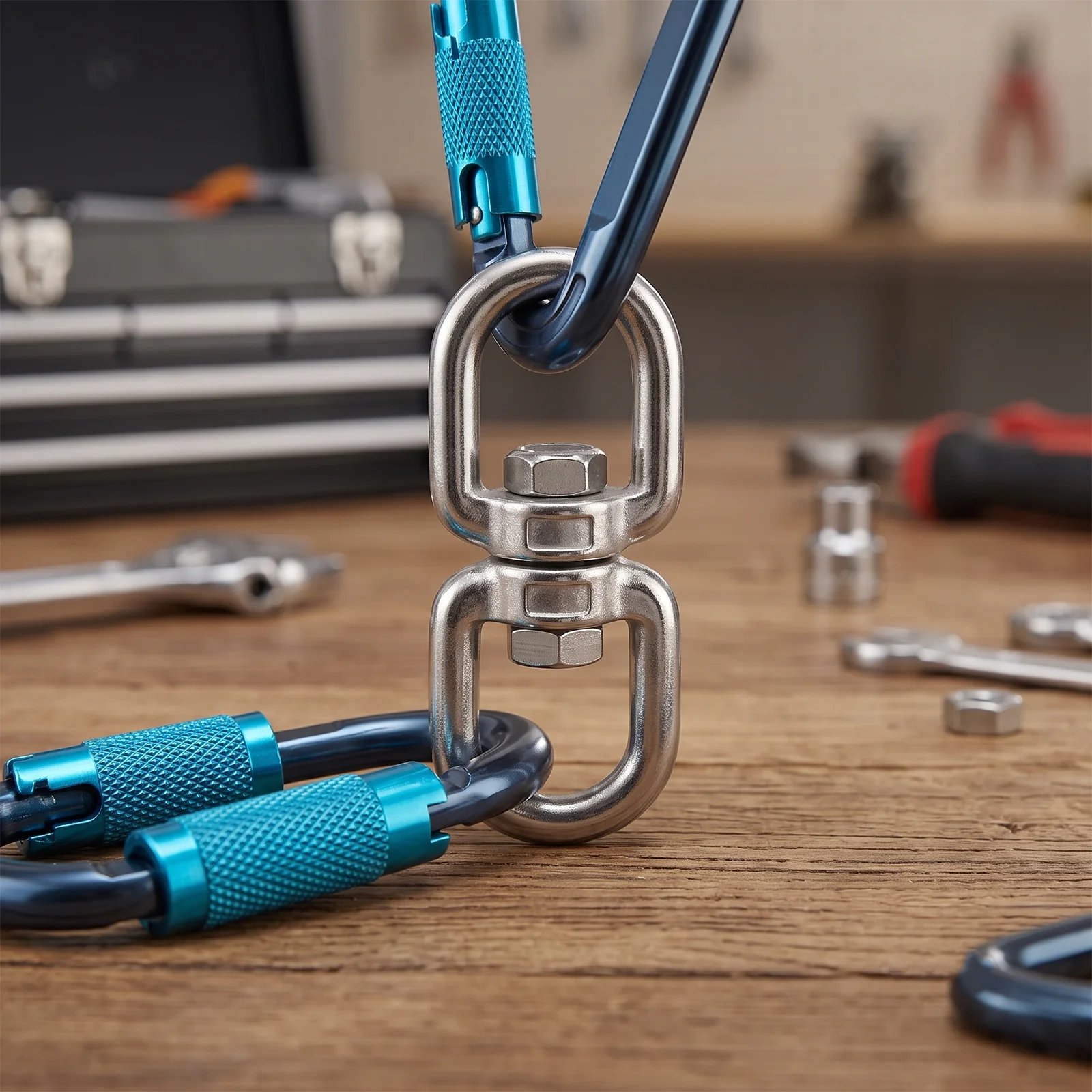 Steel 360° Swivel Hook, Heavy Duty Eye to Eye Ring Connector for Hammock, Rigging, Rope Hanging, Anti-Corrosion Hardware