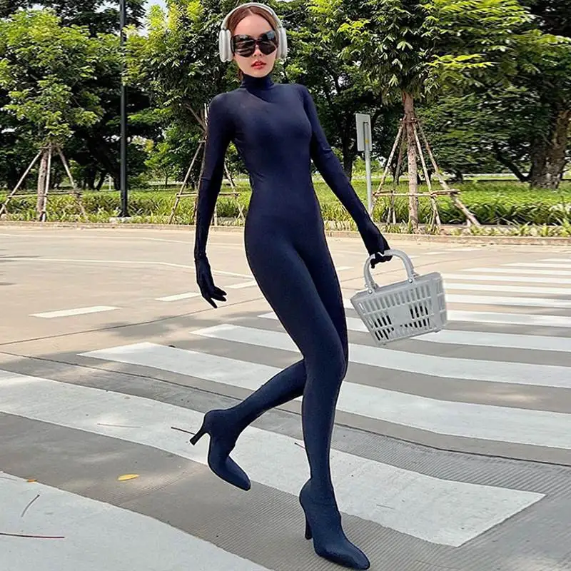 Faionable taille haute minceur une pièce pantalon femme longue Sve couleur rue Sle Polyester crayon pantalon