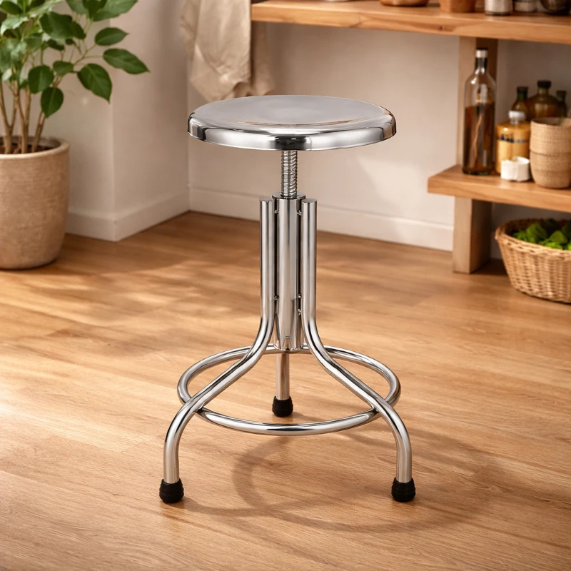 

Stainless Steel Pneumatic Lift Stool Round Adjustable Height Chair Heavy Duty Laboratory Bar Stool Medical Seat