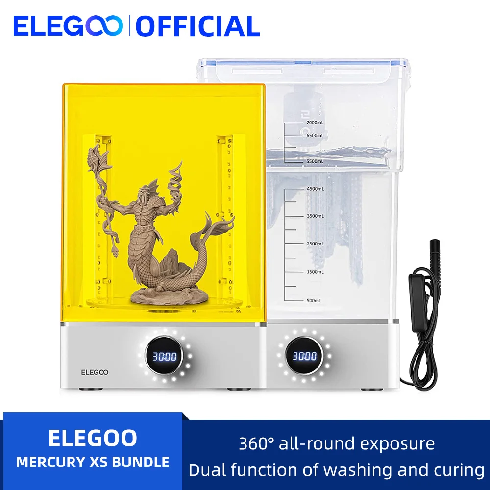 ELEGOO MERCURY XS BUNDLE Lavado y Curado con Estación de lavado separada para impresiones 3D de resina grandes, compatible con SATURN 3 ULTRA