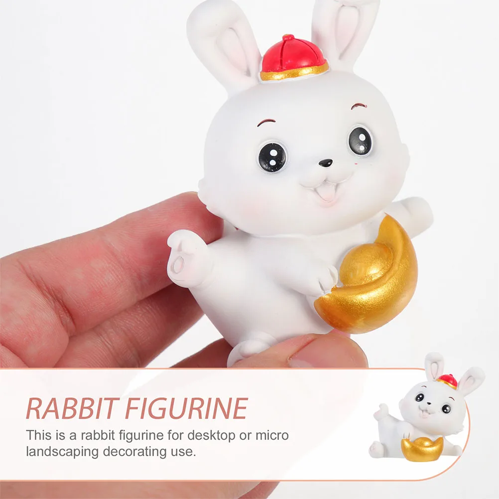 

2 Pcs Bunny Ornament Small Decors Figurines Gift Indoor Decoration Rabbit Resin Figures