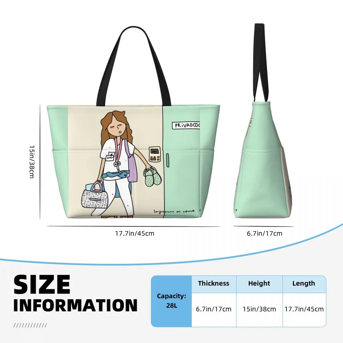 Custom Enfermera En Apuros Doctor Nurse Medical Beach Tote Bag for Women Extra Large Gym Carry On Travel Shopping Bags