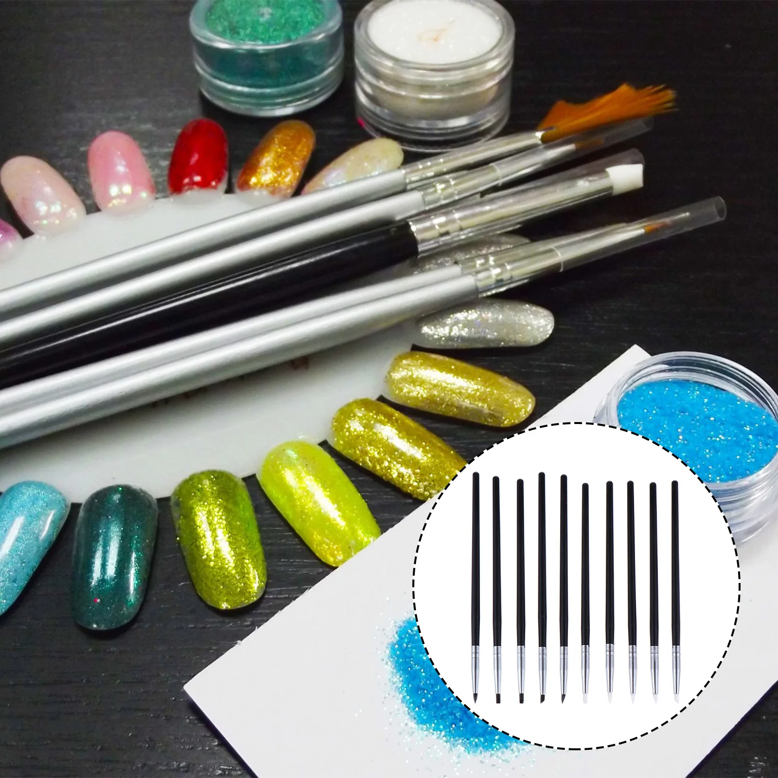 

10Pcs Nail Art Silicone Sculpture Pen Set for DIY Manicure Dotting Drawing Painting Embossing Fine Detail Nail Tools