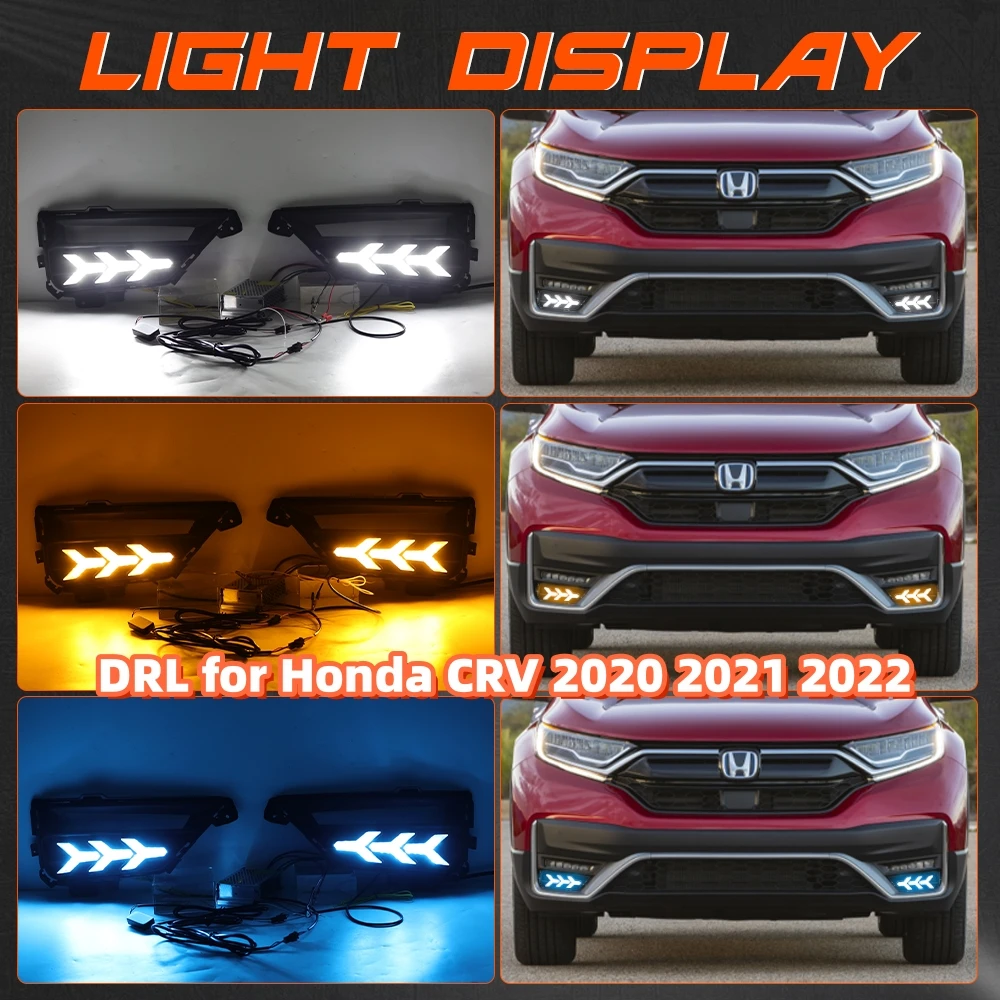 DRL Daytime Running Light for Honda CRV 2020 -2022 Headlight Fog Lights Cover Turn Signal Lamps Waterproof Car Accessories