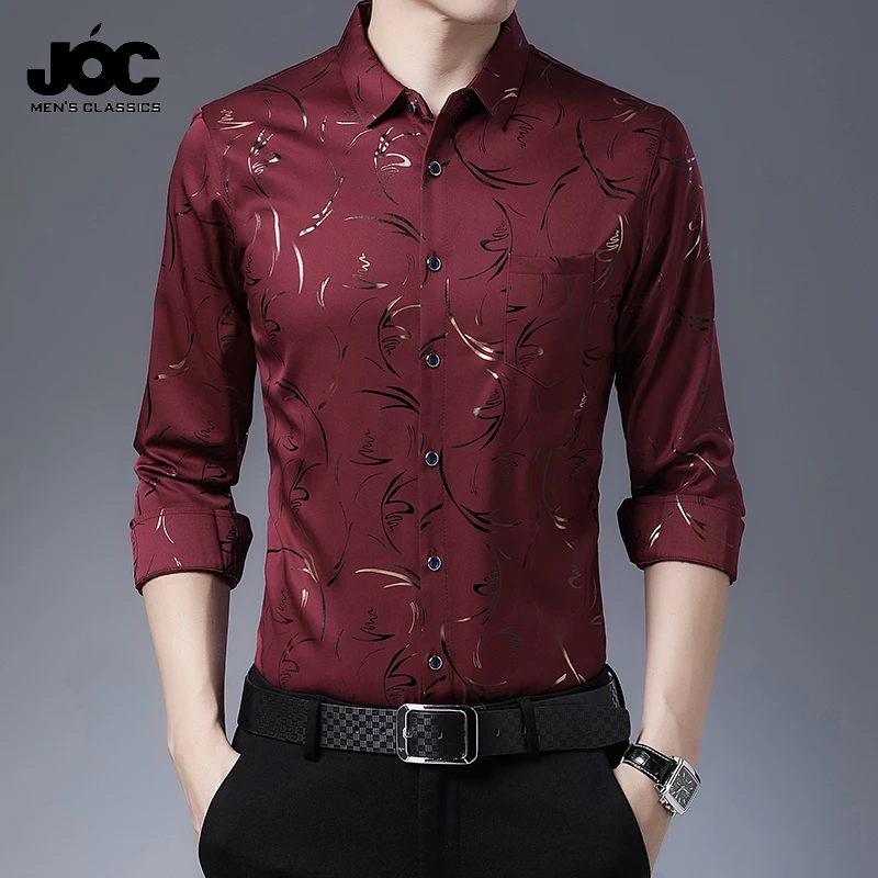 

New Men's Casual Printed Long Sleeved Lapel Shirt for Spring and Autumn Fashion Comfortable Wrinkle Free Top Without Ironing