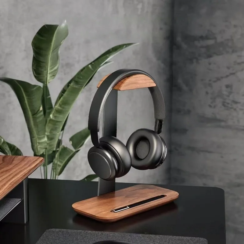 Black walnut home desktop headphone stand desktop gaming headphone storage rack Office and School Supplies Desk Accessories