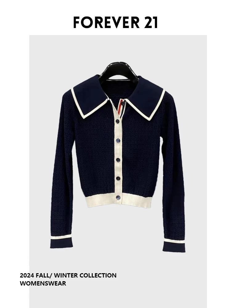 

Трикотажная одежда Forever 21 Slim Fit с длинными рукавами и отложным воротником на одной пуговице, модный универсальный повседневный топ для женщин, подходящий для работы.