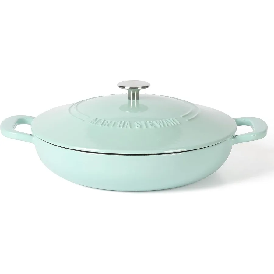 

3.5Quart Enameled Cast Iron Dutch Oven Braiser Martha Blue