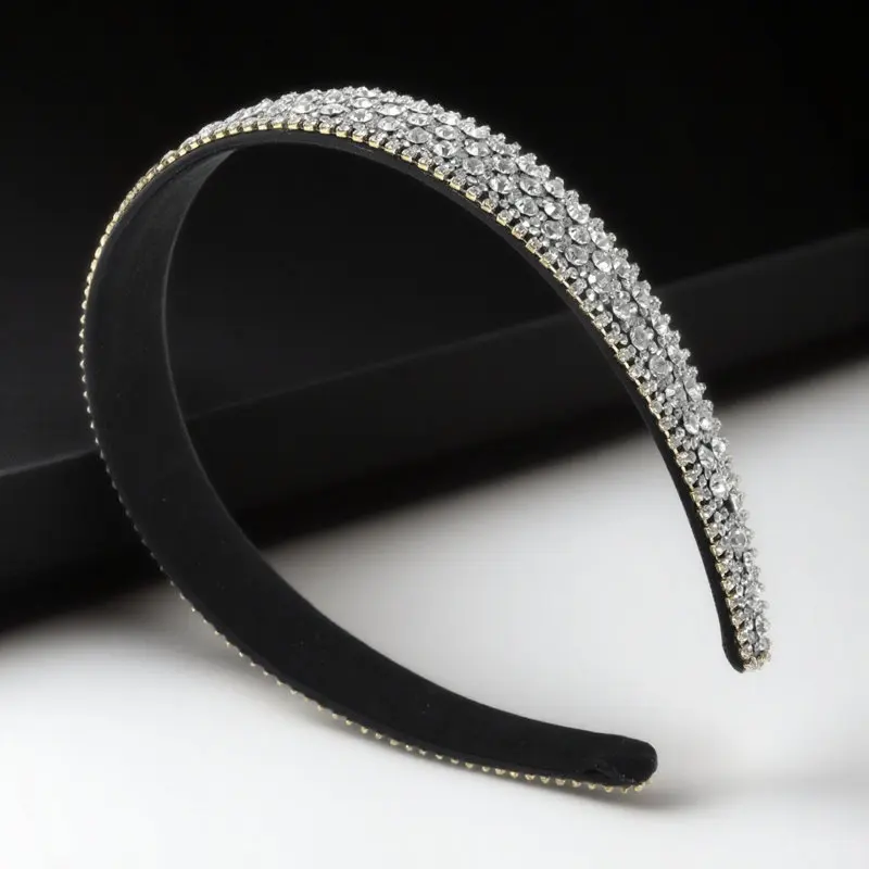 Rhinestone Headband for Women Sparkly Crystal Headbands Anti-Slip Stylish Hair Fixer for Daily Office School Trip Dance Formal
