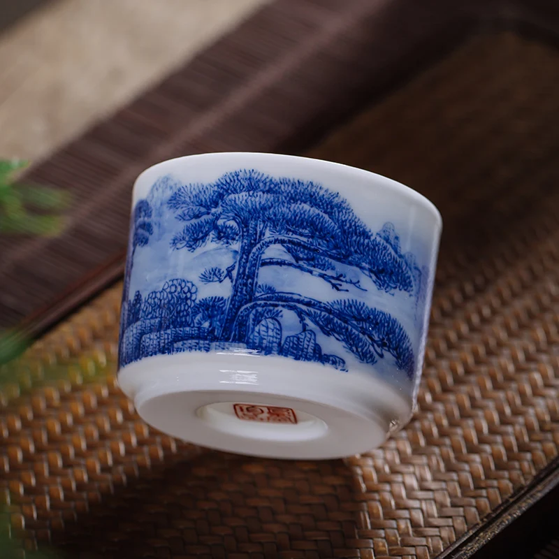 Yuyao Jingdezhen Blue and White Tea Set Hand Painted Tea Cup Porcelain Kung Fu Tea Master Cup Tea Cup Single Tea Cup