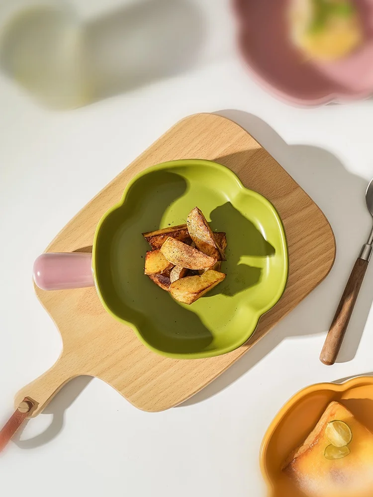 

Фруктовница Cerc с ручкой, для микроволновой печи, для выпечки, салатница, для домашнего использования, посуда для сервировки, корейская, неправильной формы