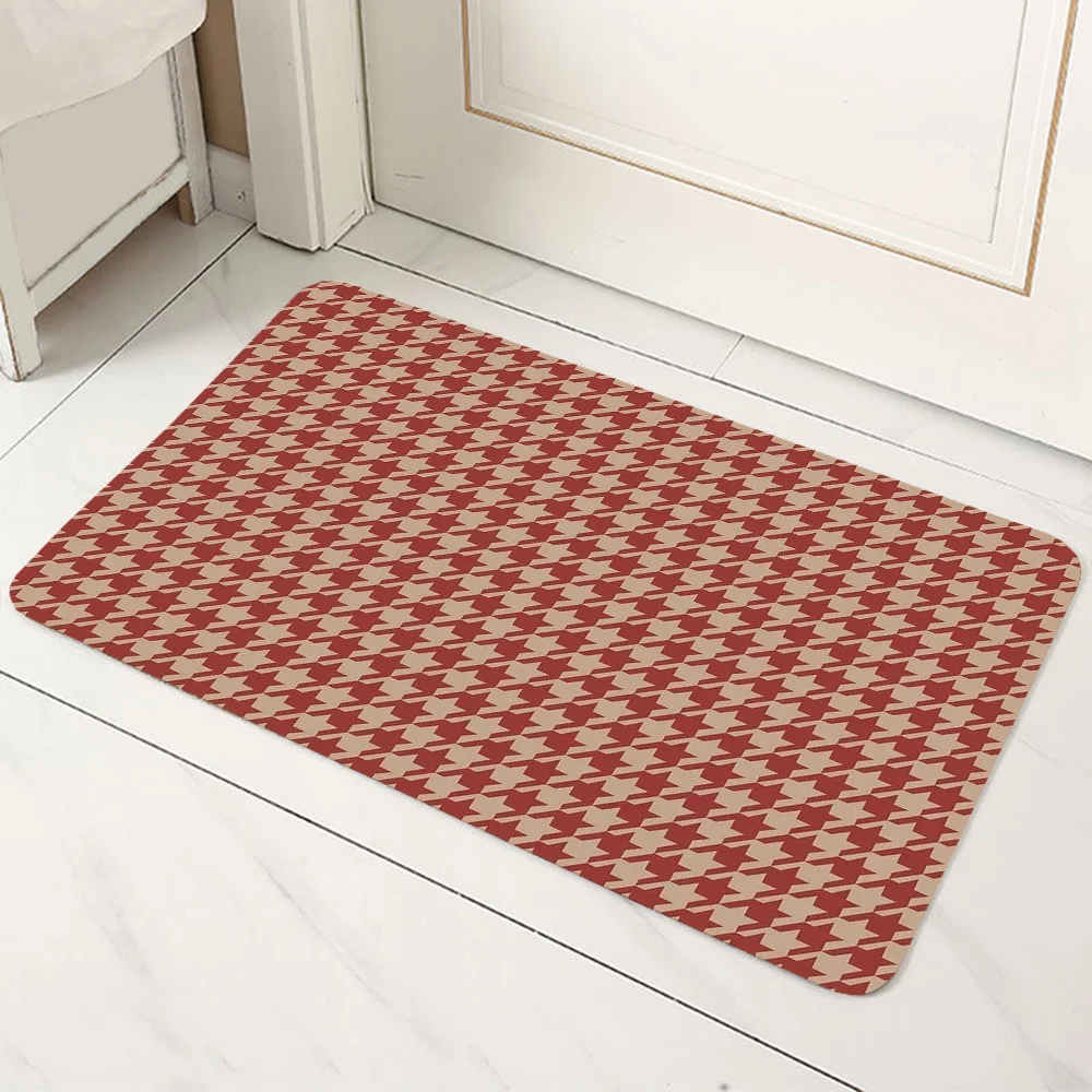 Houndstooth Tapijt Voor Bed Kamer Matten Gebed Mat Deurmat Toegangsdeur Schattig Tapijt Woondecoratie Balkon Tapijten Bad Voet Keuken