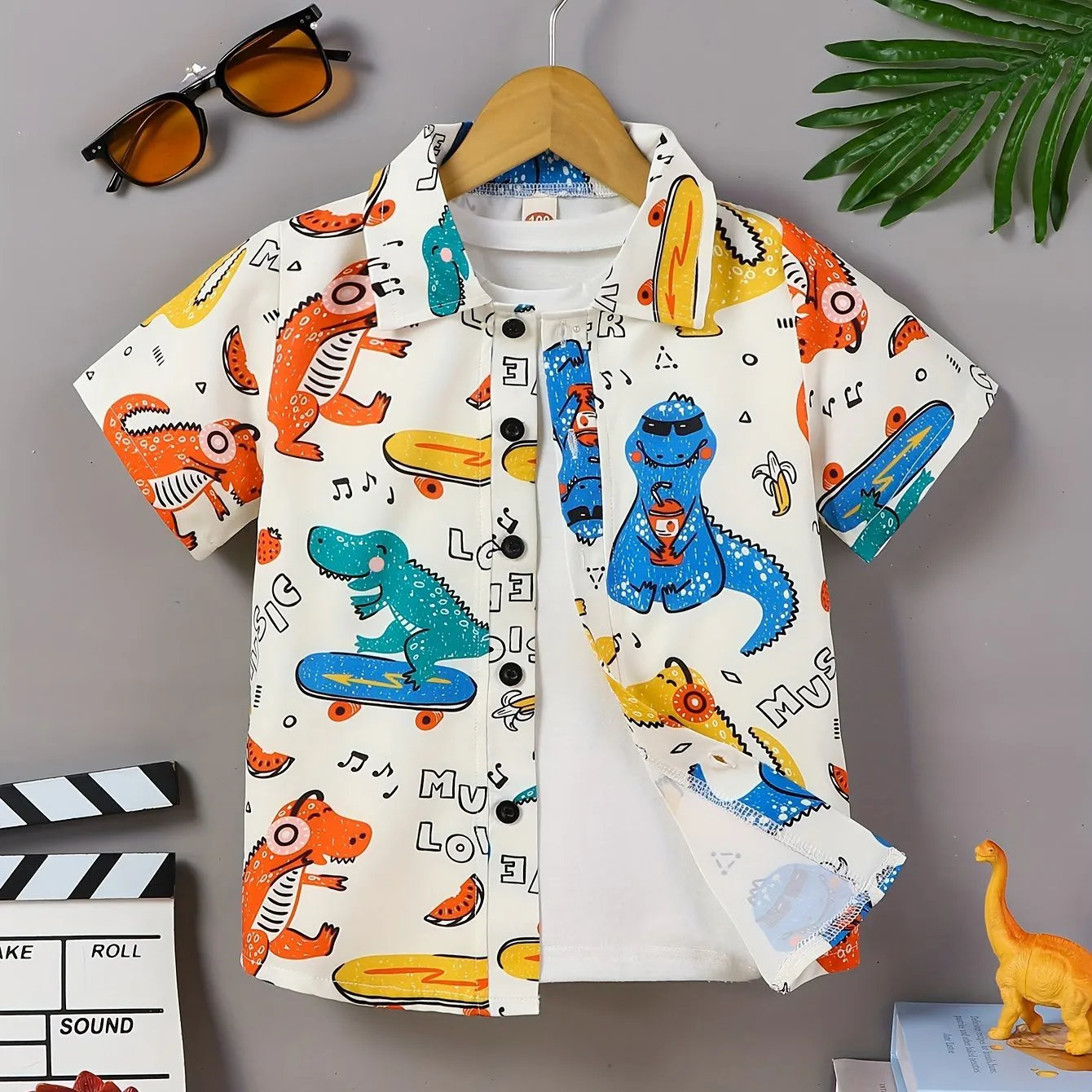 Camisa infantil com estampa de desenho animado, manga curta, camisas com gola, tops diários, roupas casuais para meninos e meninas, verão