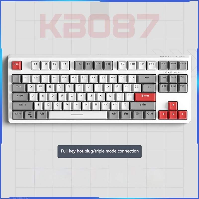 Mchose Kb087 Mechanical Keyboard 3-mode Hot Plug Wireless Bluetooth 2.4g Multifunctional Keyboard Game Office Keyboard Gift