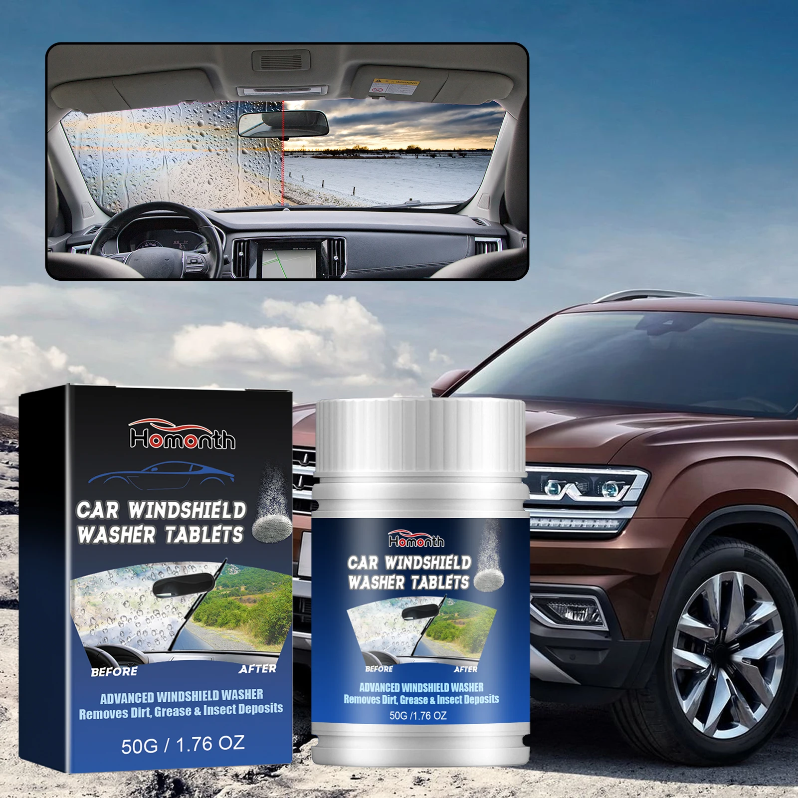 Professional Windshield Wipes - Multi-Surface Cleaner for Car Windows, Defogs & Removes Stains