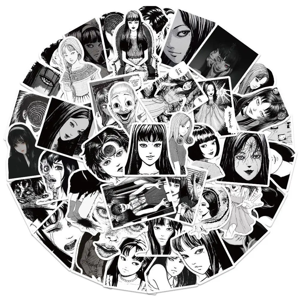 50Pcs Japanese Horror Anime Tomoe Girl Runji Ito Graffiti Sticker DIY Laptop Luggage Skateboard Graffiti Decal Fun For Kid Gift