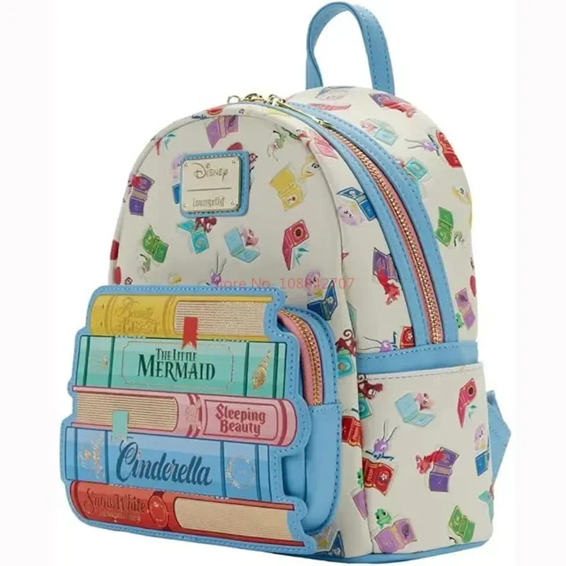 New Loungefly Disney Princess Books Classics Womens Double Strap Shoulder Bag Purse Children\'s Convenient Backpack Girl Gifts