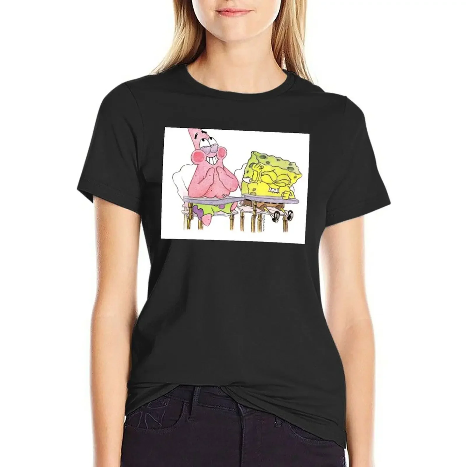 

25! T-Shirt blacks anime plain tops Women
