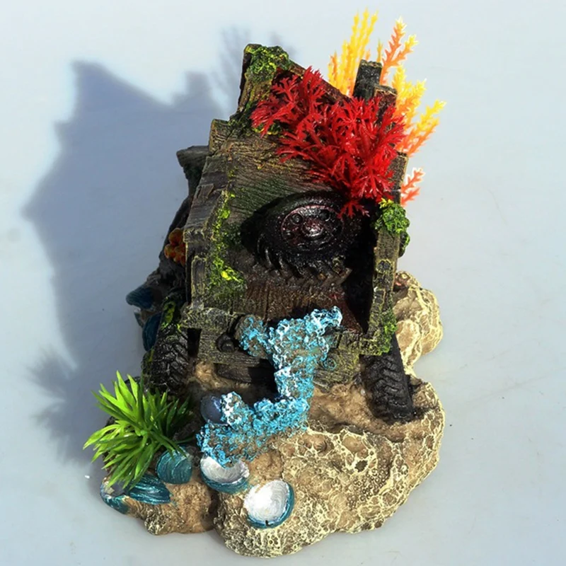 Aquarium Shell Truck Wreck Coral Reef Decoration Ornaments Fish Shrimp Shelter Fish Tank Landscaping Aquascape Decor