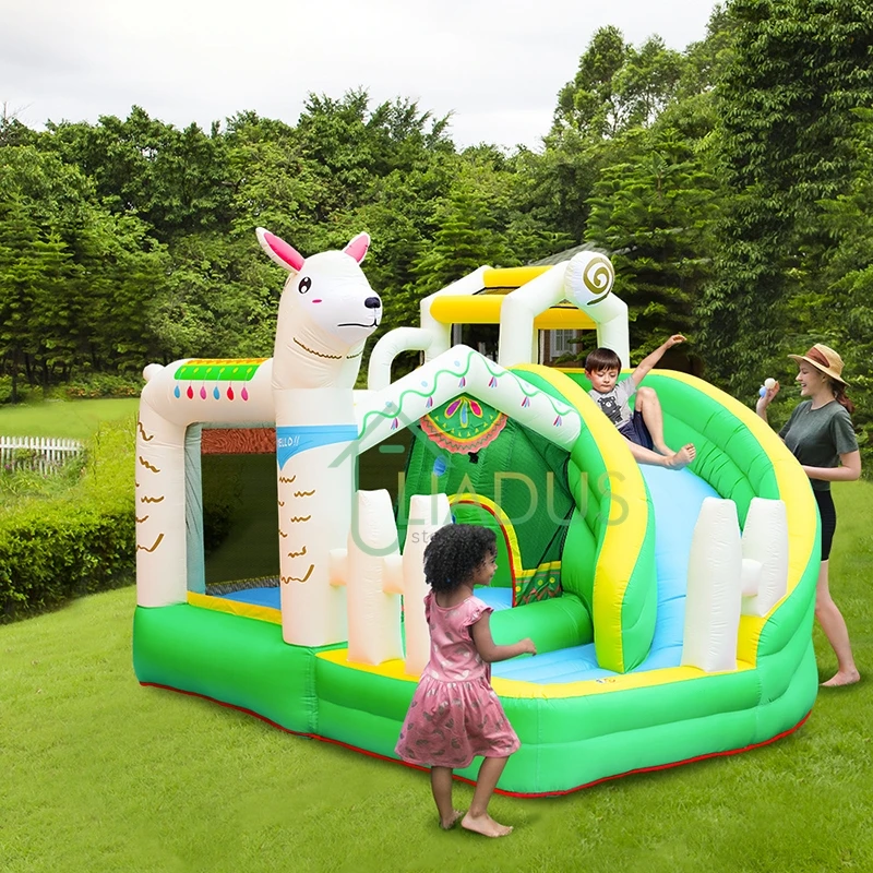 

Courtyard Inflatable Castle with Wave Pool Air Bounce House with Blower Bouncy Castle Outdoor Party Game House Children's Gifts