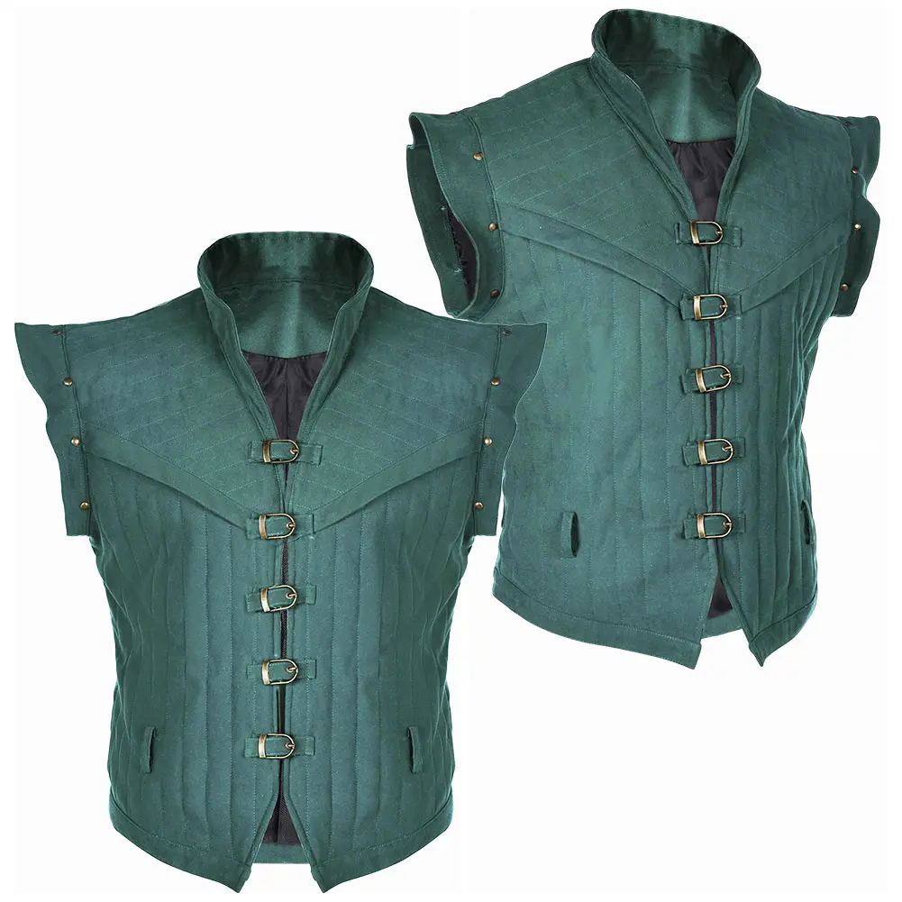 Medieval Style Cosplay Flynn Green Blue Waistcoat Fantasia Costume Disguise For Men Male Adult Halloween Carnival Party Suit