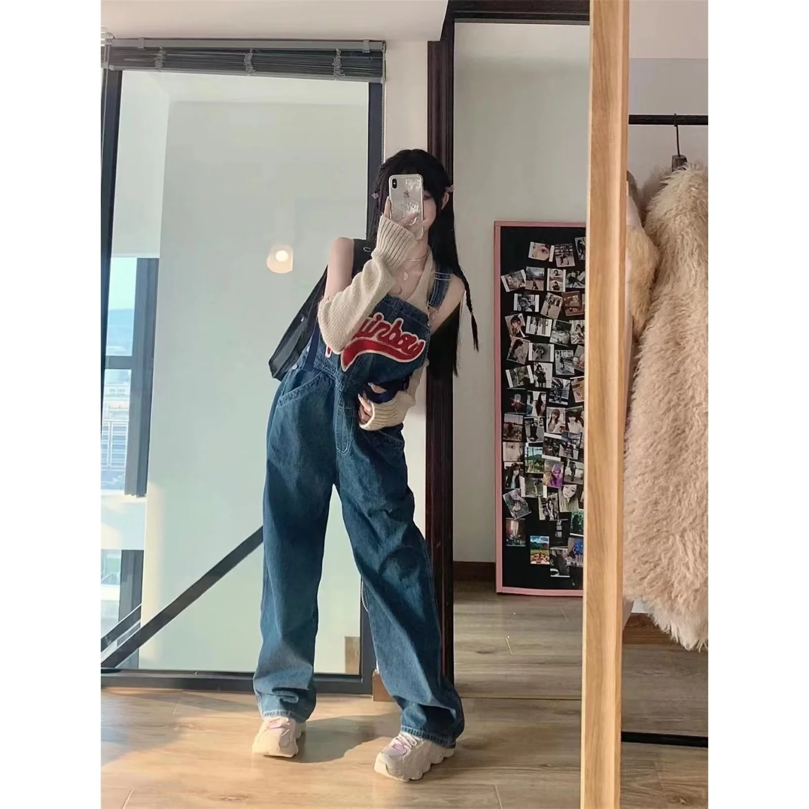 Tute blu royal incrociate Elegante Combinaison Oneshoulder Mezzo schienale Colori Spalle pieghettate Maxi Boyfriend Texture