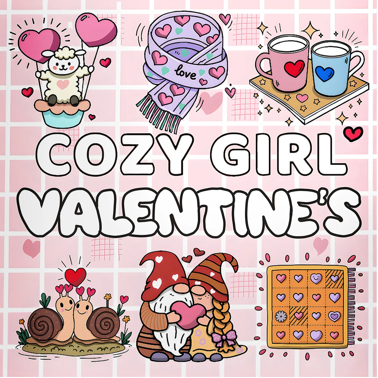

Книжка-раскраска COZY GIRL VALENTINES для взрослых с мультяшными смелыми и простыми узорами для релаксации, детская книга для рисования своими руками