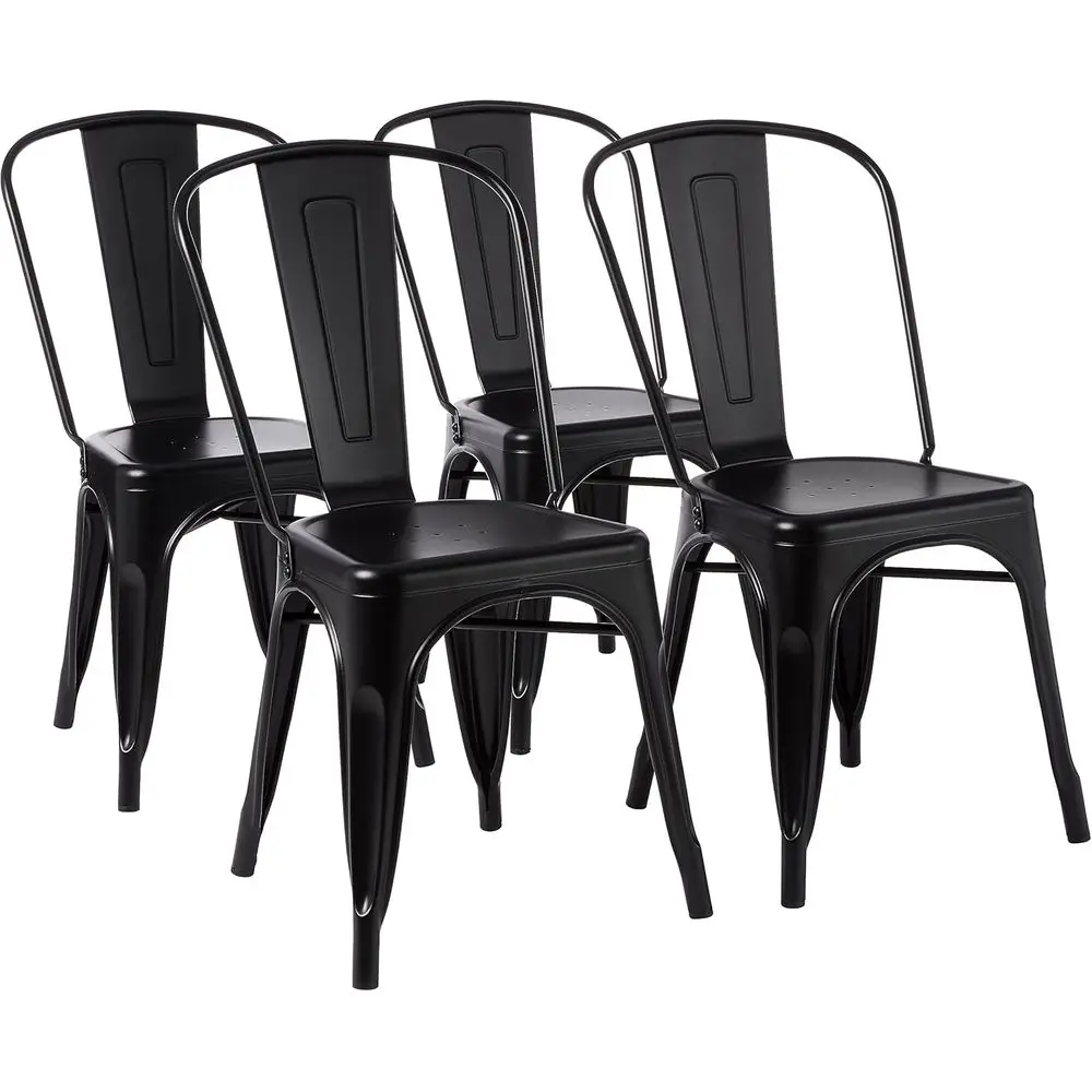 

Set of 4 Matte Black Metal Dining Chairs