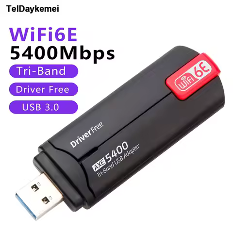 6GHz Triple Band WiFi6E AX5400 USB 3.0 Adapter Wireless Card 802.11AX High Gain Antenna For PC/Laptop For Win 10/11