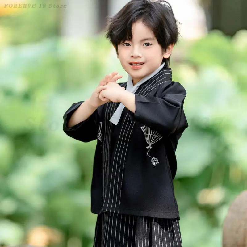أزياء كيمونو يابانية تقليدية للأطفال ملابس الساموراي للأولاد سترة كيمونو مجموعات ملابس أداء مرحلة الأطفال #6
