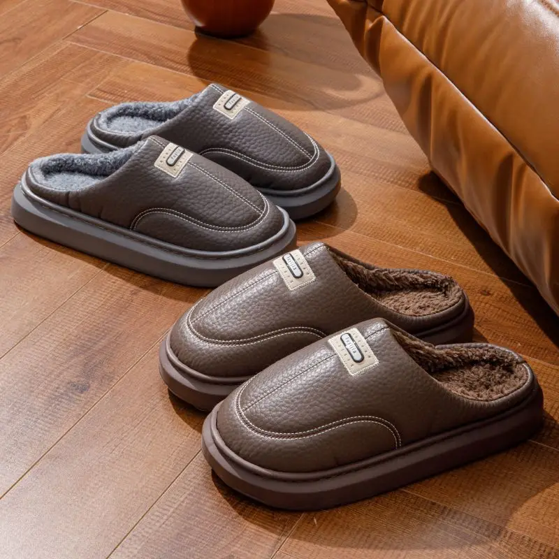 Men Winter Plush Slippers Ultra Thick Sole Cloud Pillow Soft House Slides Warm Fuzzy Indoor Home Shoes Anti-slip Comfort