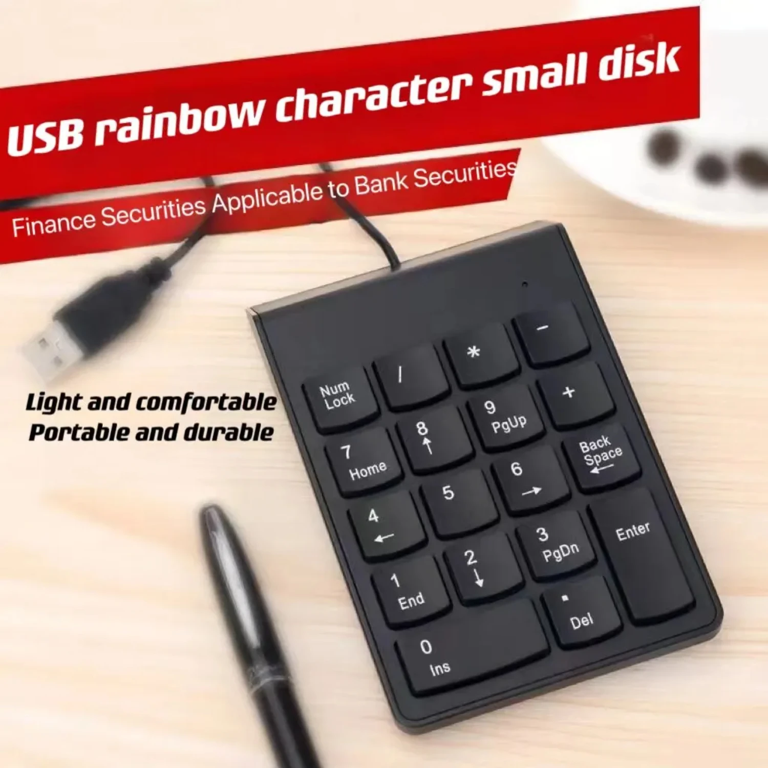 USB Numeric Keypad Wire Numpad Digital 19 Key    Laptop Notebook Tablets Accounting Number Pad Bank Stocks