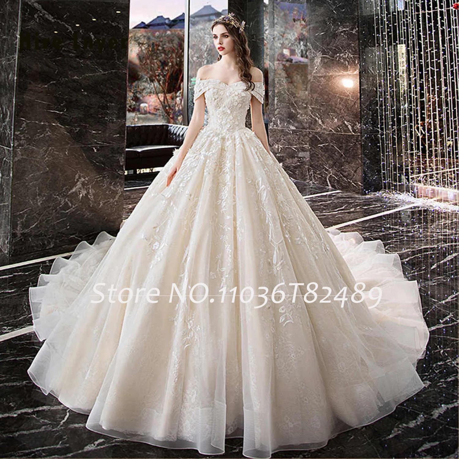 Hire Lnyer Beading Sequins Appliques Lace 3D Flowers Gorgeous Short Sleeve Ball Gown Wedding Dresses Real Office Photos Video